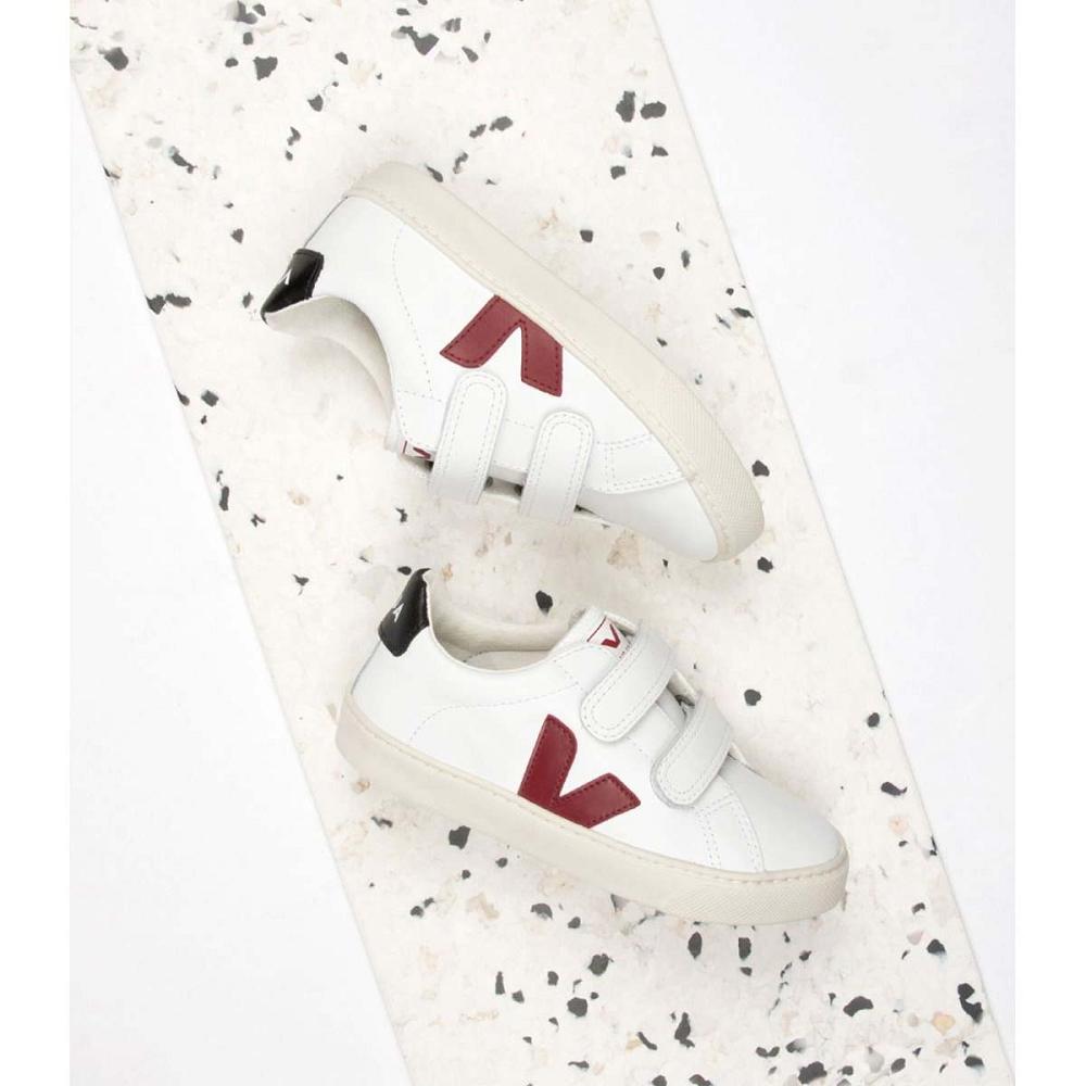 Veja ESPLAR LEATHER Kids' Sneakers White/Black/Red | CA 819MQZ